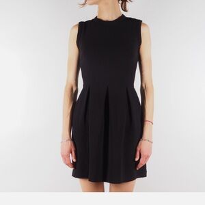 Sandro Black A-Line Mini Dress Mock Neck
